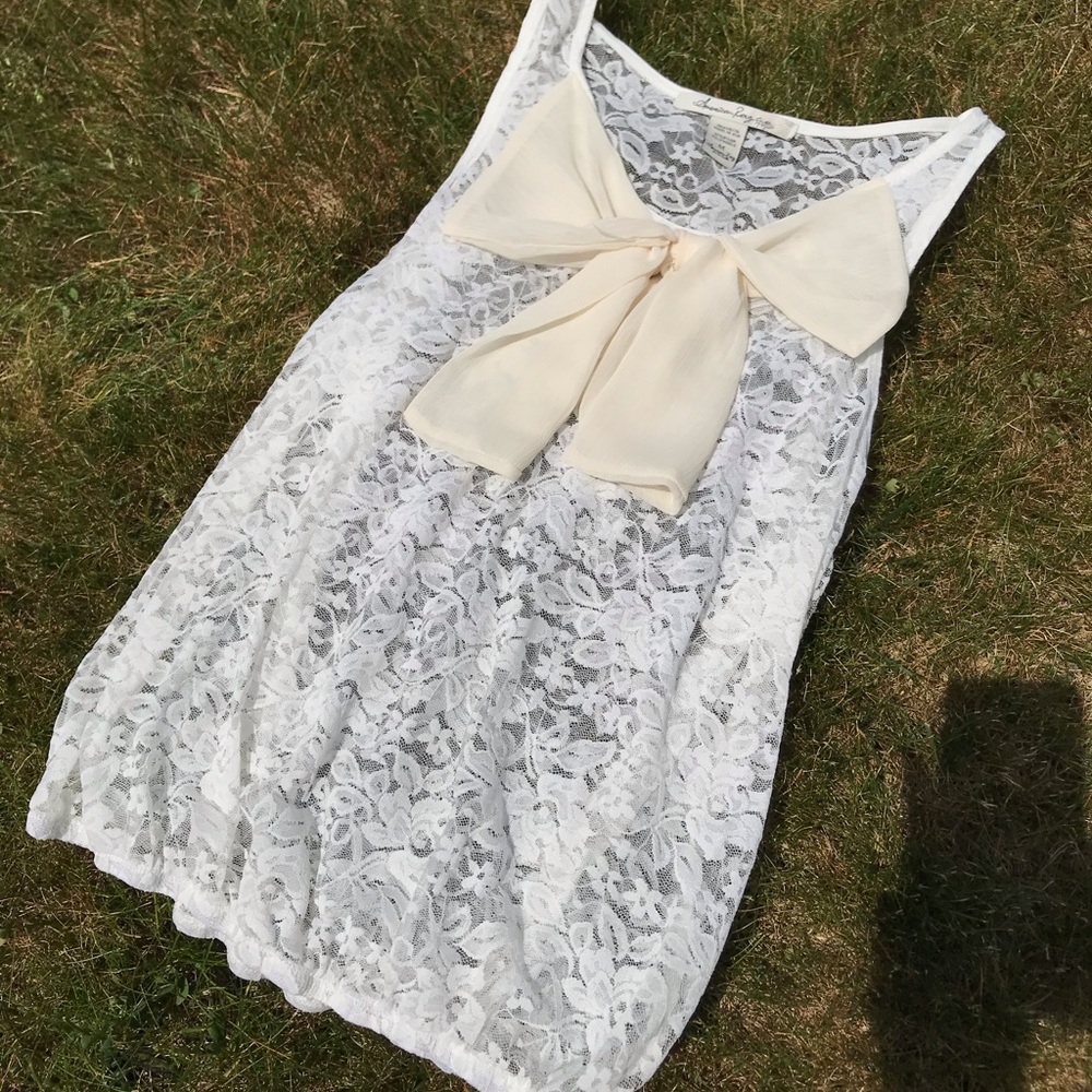 White Lace Blouse with Bow